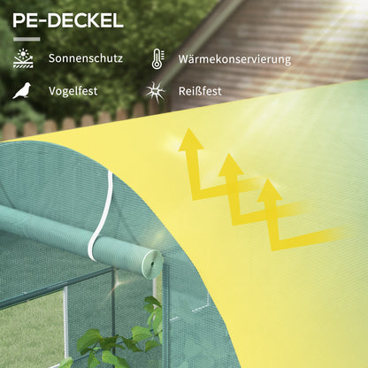 Greenhouse 245x200x198cm Film Greenhouse Tomato House with Door, 4 Windows, Film Tunnel Made of Galvanized Steel, PE, Stable Greenhouse Plant Tunnel, Including Ground Anchors & Ropes