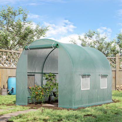 Greenhouse 245x200x198cm Film Greenhouse Tomato House with Door, 4 Windows, Film Tunnel Made of Galvanized Steel, PE, Stable Greenhouse Plant Tunnel, Including Ground Anchors & Ropes