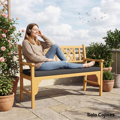 Padded Garden Bench Cushion 43.3 x 18.1 x 2.6 in, 2-Seat Outdoor Bench Pad with Removable Cover, UPF 30+, Waterproof, Tie Straps, Dark Gray