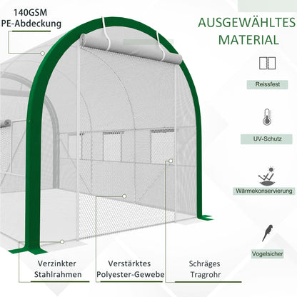 Greenhouse 3.58 x 2.1 x 2.1 m Tunnel Greenhouse with Roll-Up Door, Plant House with Window, Tomato Plant House for Garden, Balcony, Galvanized Steel, White