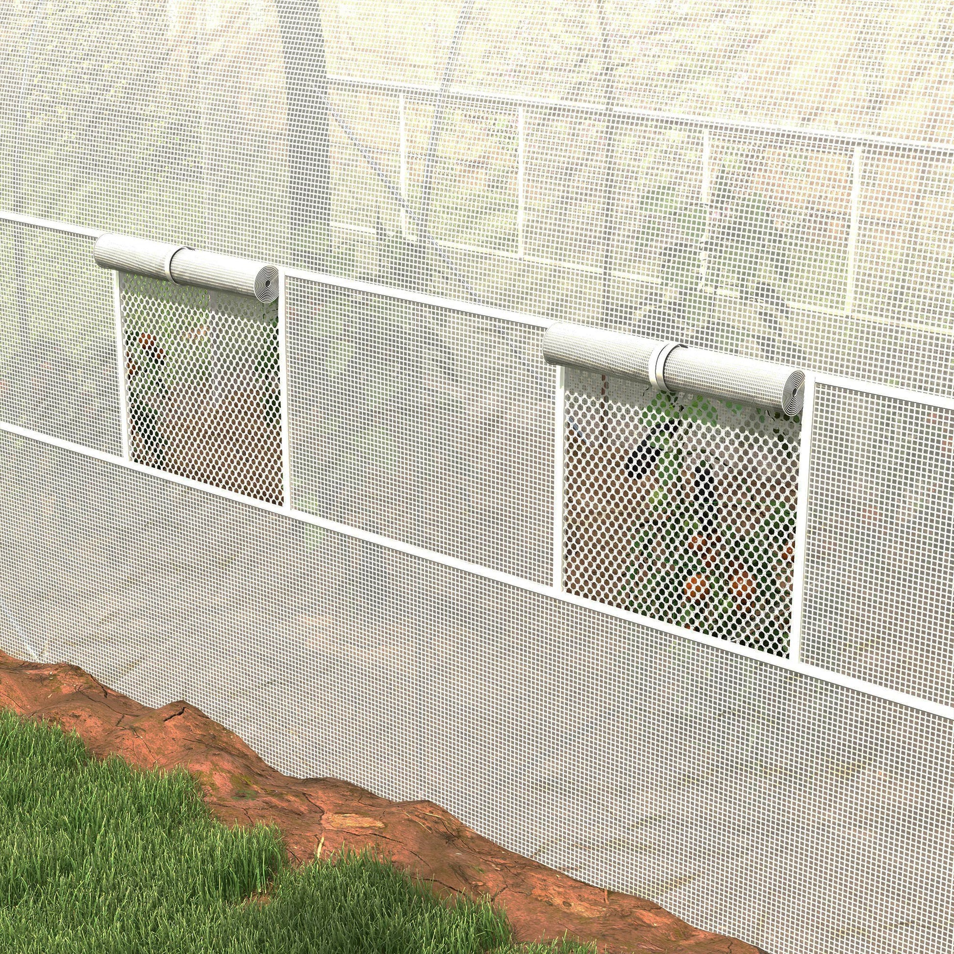 Greenhouse 3.58 x 2.1 x 2.1 m Tunnel Greenhouse with Roll-Up Door, Plant House with Window, Tomato Plant House for Garden, Balcony, Galvanized Steel, White