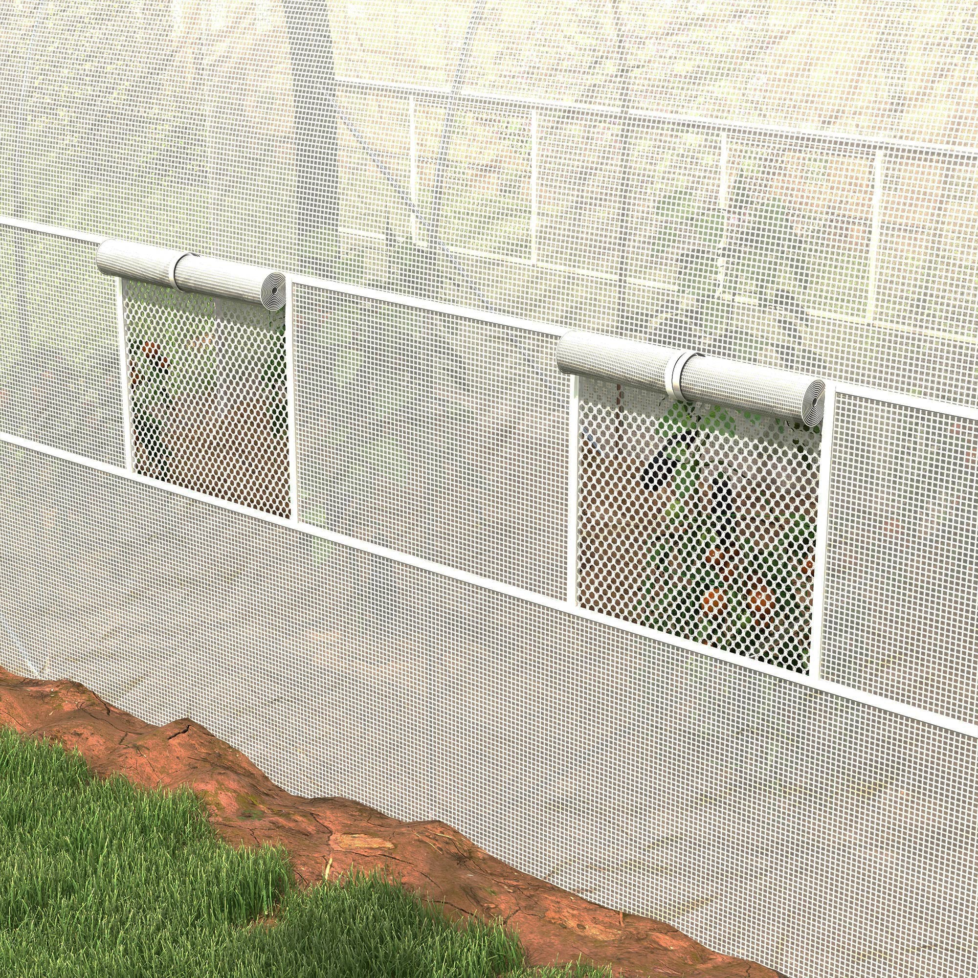 Greenhouse 3.58 x 2.1 x 2.1 m Tunnel Greenhouse with Roll-Up Door, Plant House with Window, Tomato Plant House for Garden, Balcony, Galvanized Steel, White
