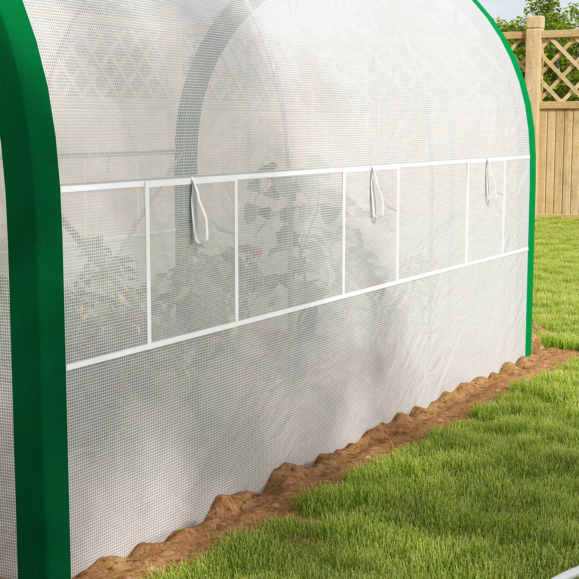 Greenhouse 3.58 x 2.1 x 2.1 m Tunnel Greenhouse with Roll-Up Door, Plant House with Window, Tomato Plant House for Garden, Balcony, Galvanized Steel, White