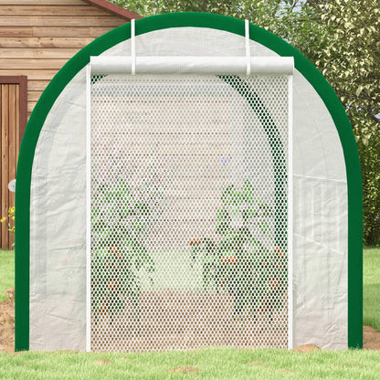 Greenhouse 3.58 x 2.1 x 2.1 m Tunnel Greenhouse with Roll-Up Door, Plant House with Window, Tomato Plant House for Garden, Balcony, Galvanized Steel, White