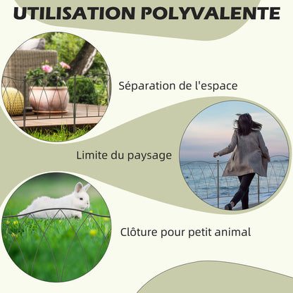 Set of 5 Decorative Metal Garden Fences - 305 x 62 cm Black