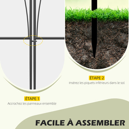 Set of 5 Decorative Metal Garden Fences - 305 x 62 cm Black