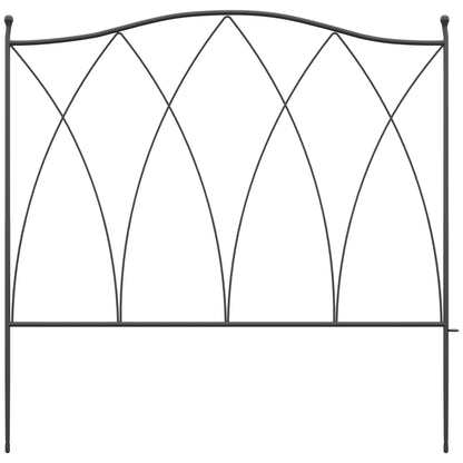 Set of 5 Decorative Metal Garden Fences - 305 x 62 cm Black