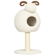 Cat Tree, 80 cm, Cat Tree with Cat Cave, Cat Scratching Post in Goat Design, Climbing Tree with Sisal Pole and Plush Frame, Cat Furniture, Cream White