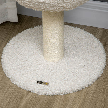 Cat Tree, 80 cm, Cat Tree with Cat Cave, Cat Scratching Post in Goat Design, Climbing Tree with Sisal Pole and Plush Frame, Cat Furniture, Cream White