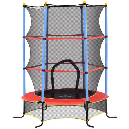 Children's Trampoline Ø 1.75 × 1.90H m Safety Net Zippered Door Spring Cover 6 Padded Poles Included Black Red Blue