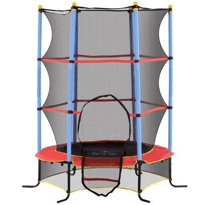 Children's Trampoline Ø 1.75 × 1.90H m Safety Net Zippered Door Spring Cover 6 Padded Poles Included Black Red Blue
