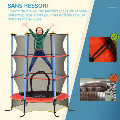 Children's Trampoline Ø 1.75 × 1.90H m Safety Net Zippered Door Spring Cover 6 Padded Poles Included Black Red Blue