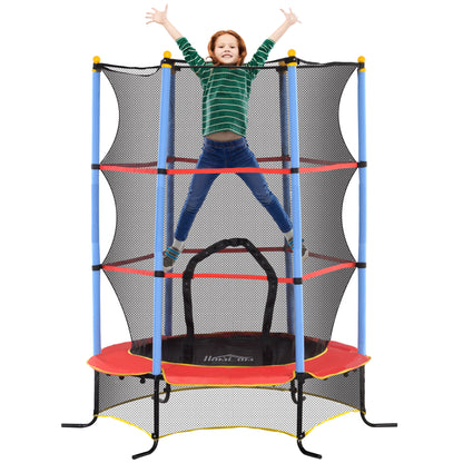 Children's Trampoline Ø 1.75 × 1.90H m Safety Net Zippered Door Spring Cover 6 Padded Poles Included Black Red Blue
