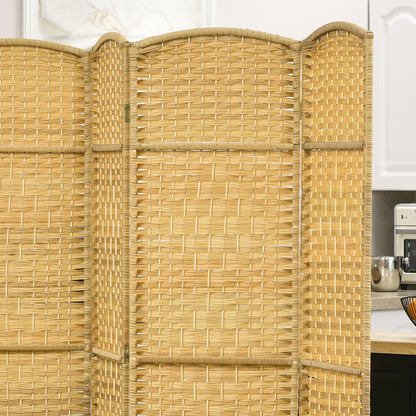 6 Panel Folding Room Divider 270x180 cm Privacy Screen Separator for Office Bedroom Natural Wood
