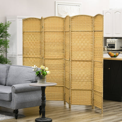 6 Panel Folding Room Divider 270x180 cm Privacy Screen Separator for Office Bedroom Natural Wood