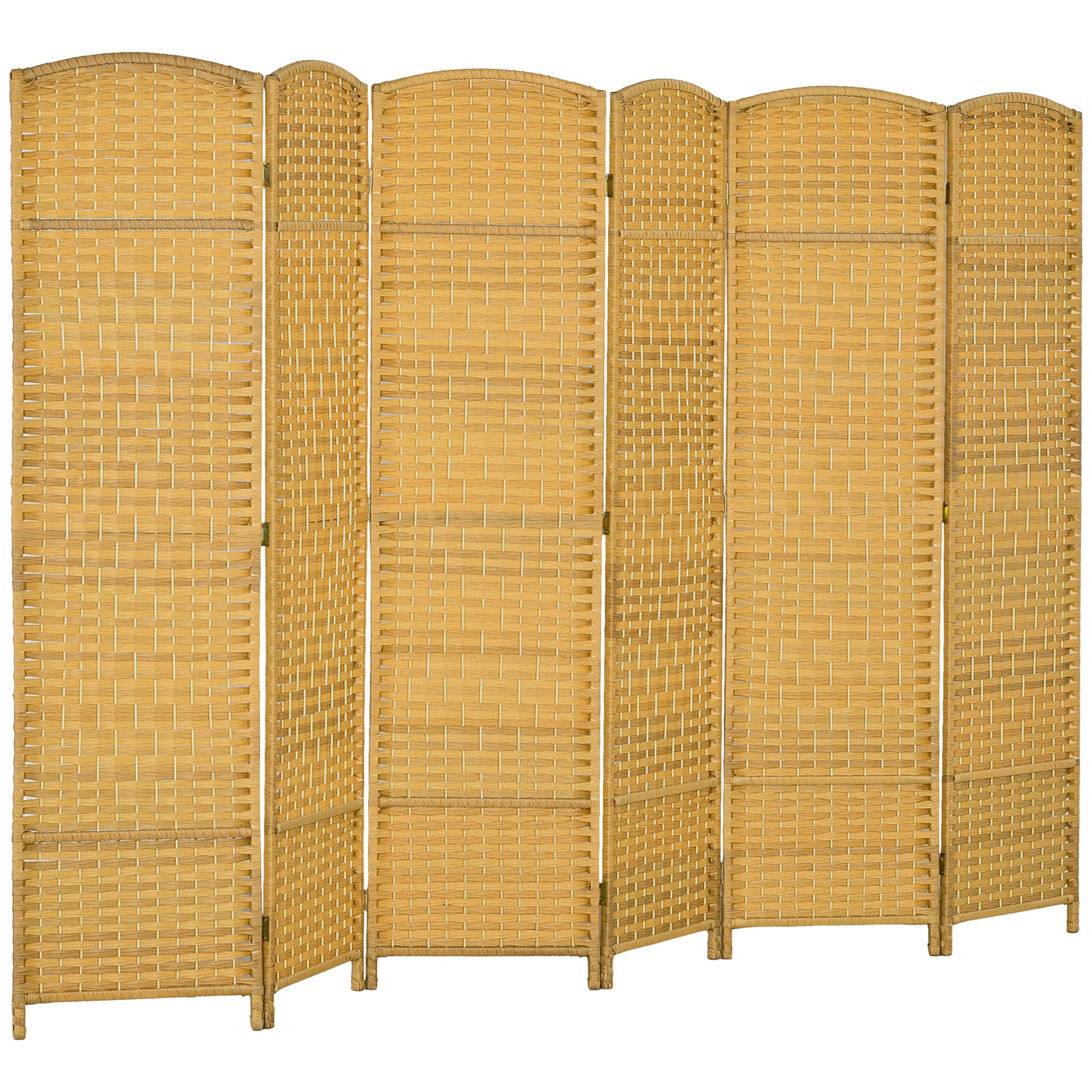 6 Panel Folding Room Divider 270x180 cm Privacy Screen Separator for Office Bedroom Natural Wood