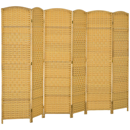 6 Panel Folding Room Divider 270x180 cm Privacy Screen Separator for Office Bedroom Natural Wood