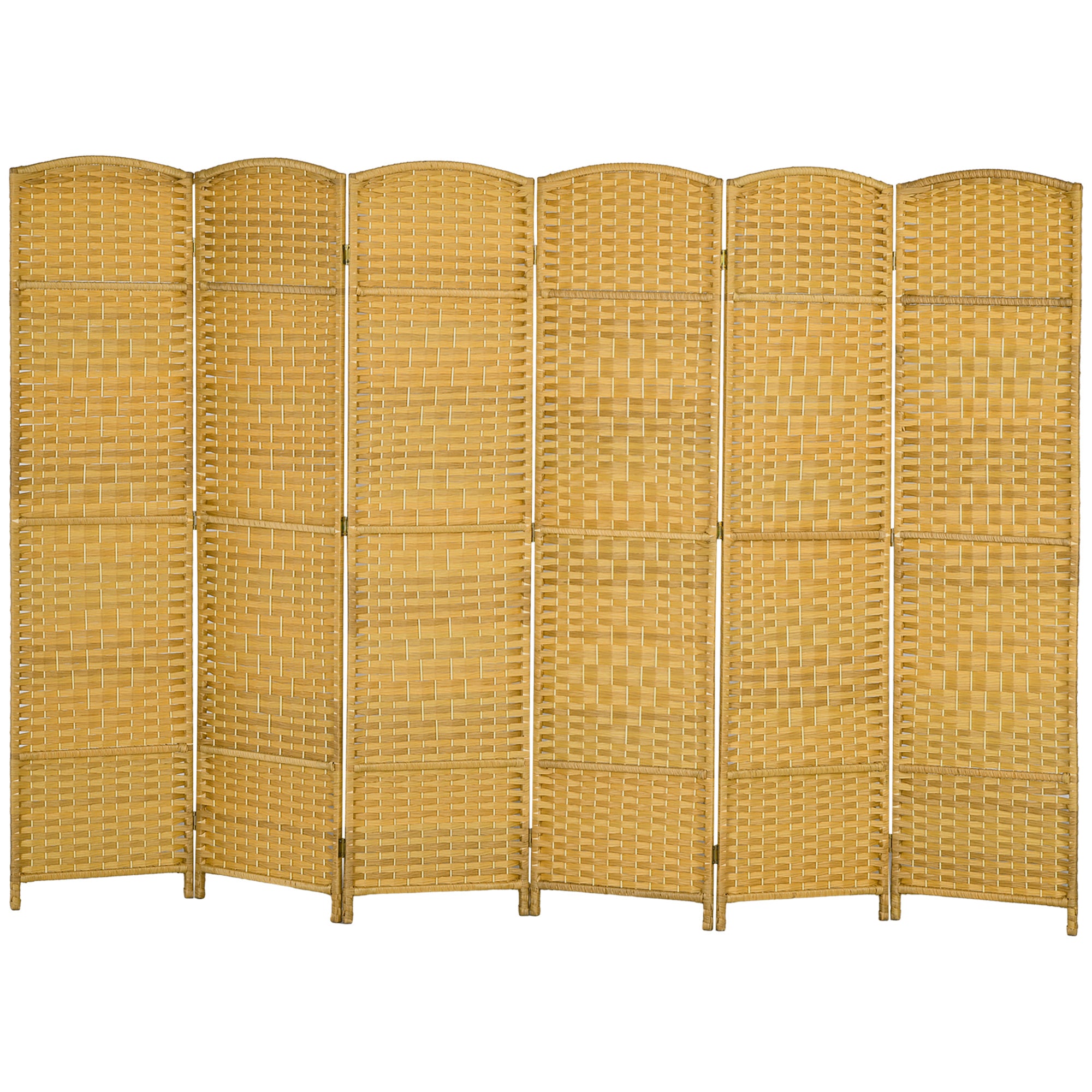 6 Panel Folding Room Divider 270x180 cm Privacy Screen Separator for Office Bedroom Natural Wood