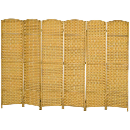 6 Panel Folding Room Divider 270x180 cm Privacy Screen Separator for Office Bedroom Natural Wood
