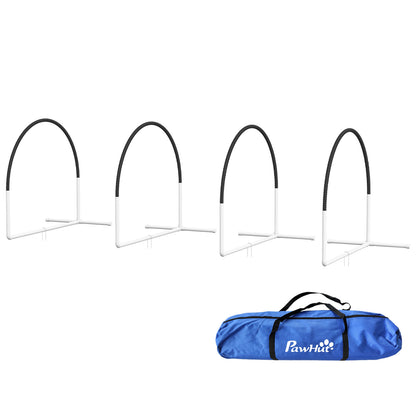 Dog Agility Set, 4-Piece Dog Training with Slalom Poles, Agility Equipment for Dogs with Oxford Carrying Bag, Black