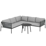 Garden Furniture Set Polyrattan Lounge Set with Corner Sofa Table Cushions Weatherproof Seating Group for 6 Persons Outdoor Balcony Furniture Garden Lounge Terrace Furniture for Garden Balcony Dark Gray