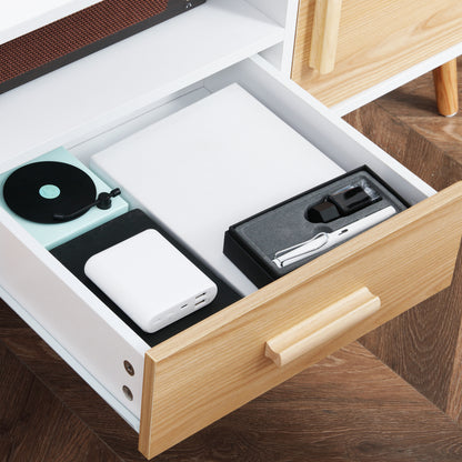 TV stand TV bench TV stand for up to 46 inch TV Scandinavian style with 1 drawer, 2 cupboards, 1 niche, 1 cable management - 120 x 37 x 45.5 cm