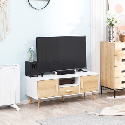 TV stand TV bench TV stand for up to 46 inch TV Scandinavian style with 1 drawer, 2 cupboards, 1 niche, 1 cable management - 120 x 37 x 45.5 cm