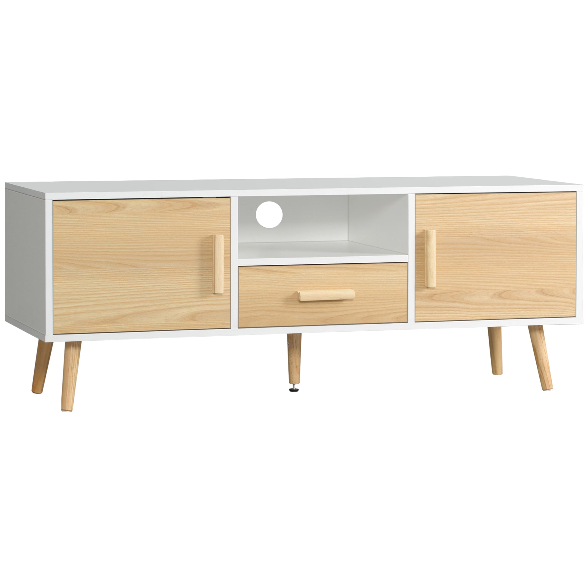 TV stand TV bench TV stand for up to 46 inch TV Scandinavian style with 1 drawer, 2 cupboards, 1 niche, 1 cable management - 120 x 37 x 45.5 cm