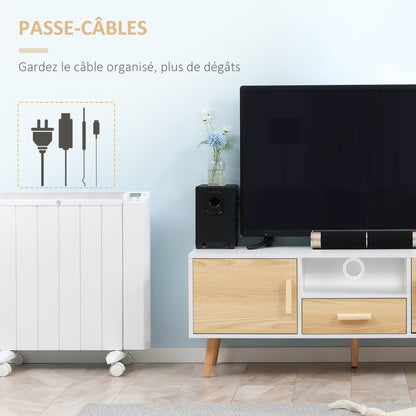 TV stand TV bench TV stand for up to 46 inch TV Scandinavian style with 1 drawer, 2 cupboards, 1 niche, 1 cable management - 120 x 37 x 45.5 cm