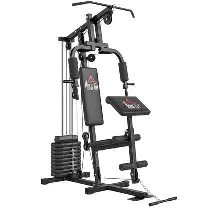 Multi-Station Muscle Building Machine with 45 kg Weight Plates Max Load 100 kg for Fitness Training at Home Gym Black