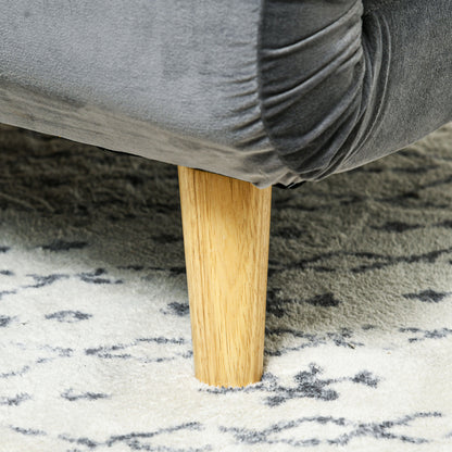 3-in-1 sleeper chair, sofa bed with sleeping function, lumbar pillow, foldable recliner with adjustable backrest, chaise lounge in velvet look, for living room, Gray