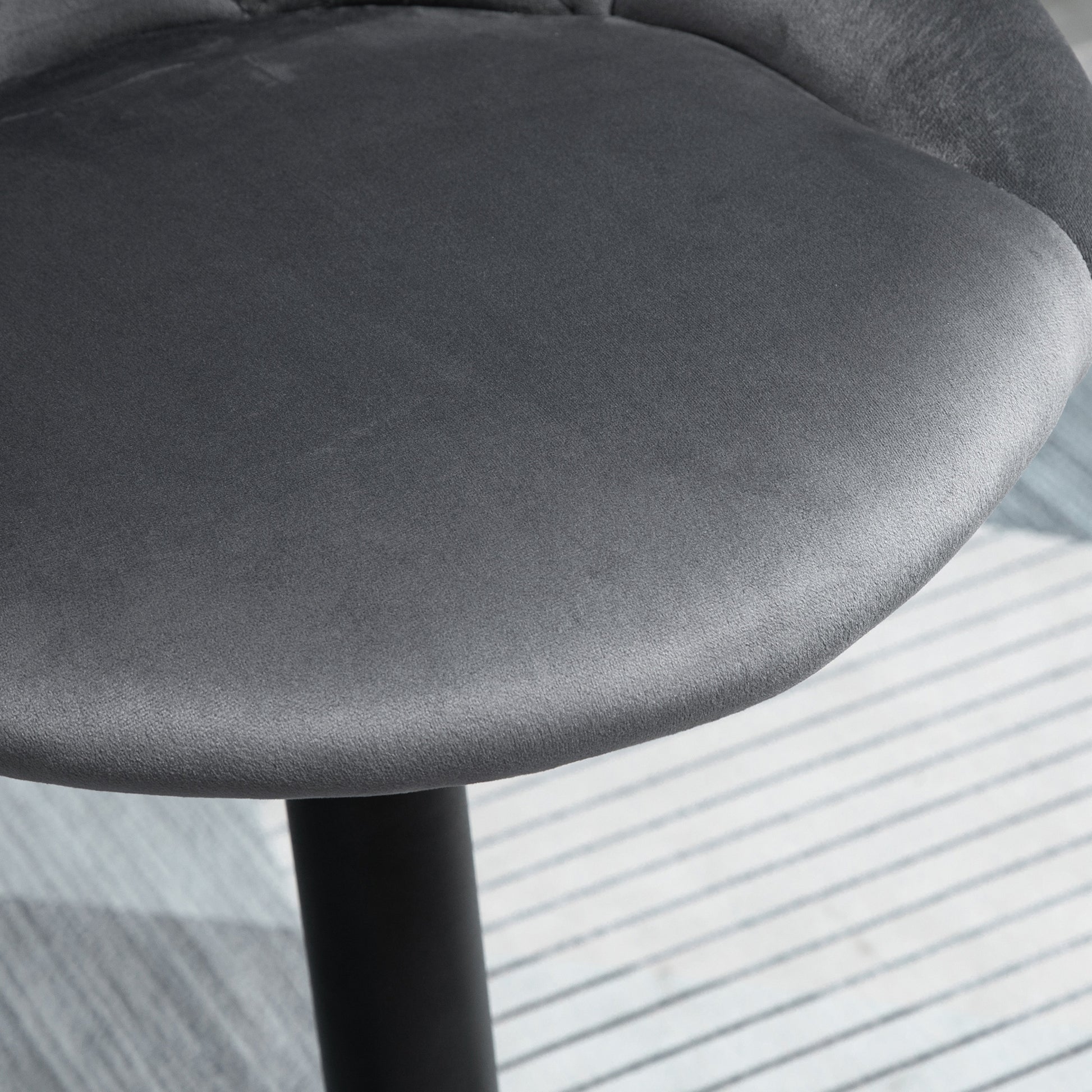 Set of 2 Bar Stools with Adjustable Height, Metal Base and Faux Leather Seat, Modern Swivel Barstools with Backrest and Footrest 46x48x83-104cm, Grey and Black