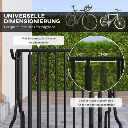 Bike Stand Multi-Stand Bike Rack Weatherproof Floor Stand for up to 4 Bikes, Double-Sided, Steel 90 x 80 x 80 cm, Black