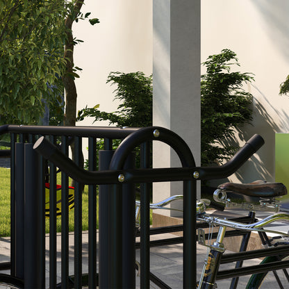 Bike Stand Multi-Stand Bike Rack Weatherproof Floor Stand for up to 4 Bikes, Double-Sided, Steel 90 x 80 x 80 cm, Black