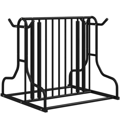 Bike Stand Multi-Stand Bike Rack Weatherproof Floor Stand for up to 4 Bikes, Double-Sided, Steel 90 x 80 x 80 cm, Black