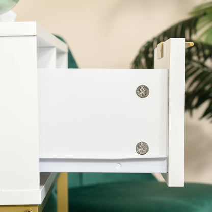 Entryway Console Table Modern Style with Drawer and Open Shelf for Hallway 31.5x11.8x31.7 inches White and Gold