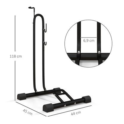 SPORTNOW Bike Rack Vertical and Horizontal Bike Stand Display Stand Weatherproof for 6"-27.5" and 700c Bikes Floor Mount 45 x 44 x 118 cm, Metal Black