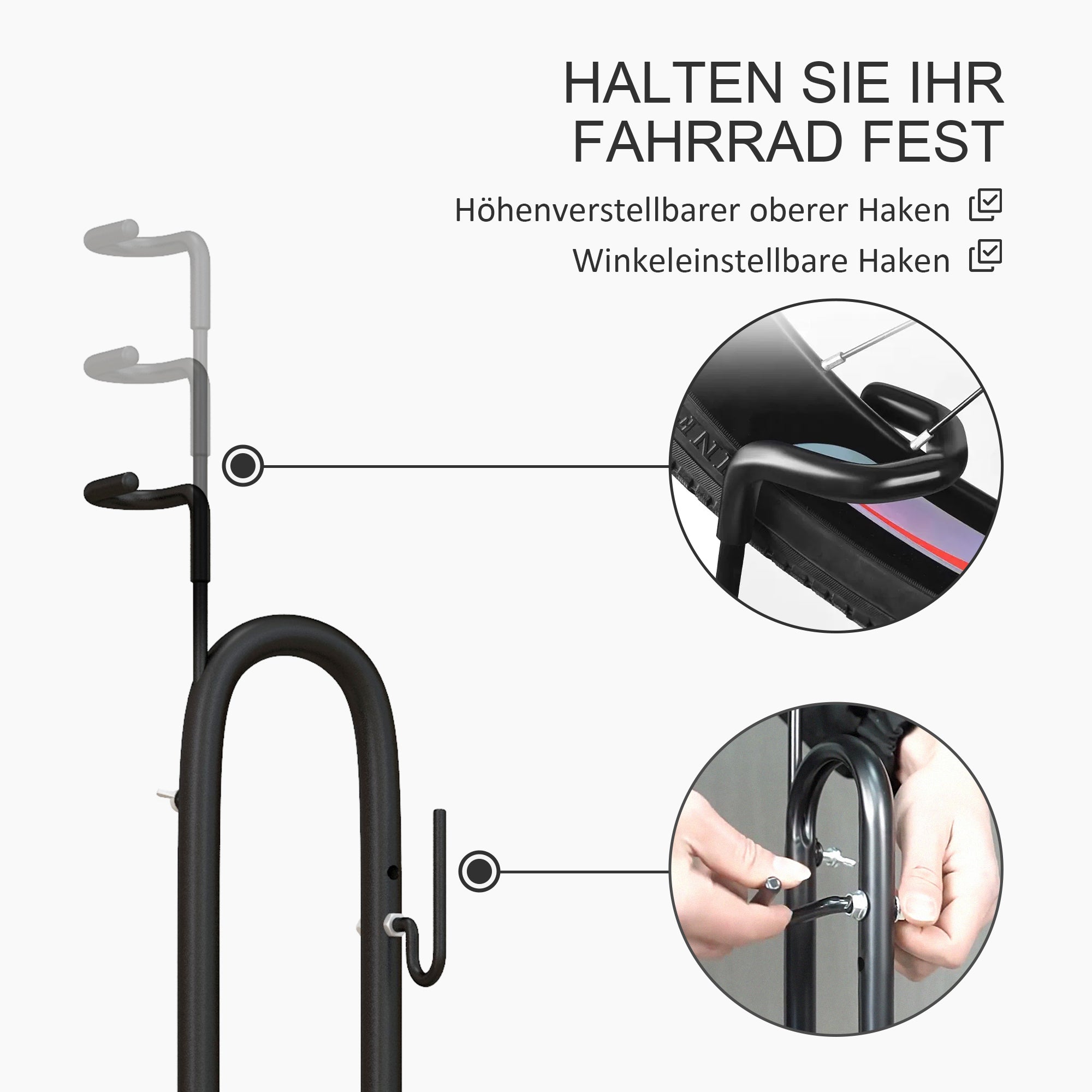 SPORTNOW Bike Rack Vertical and Horizontal Bike Stand Display Stand Weatherproof for 6"-27.5" and 700c Bikes Floor Mount 45 x 44 x 118 cm, Metal Black