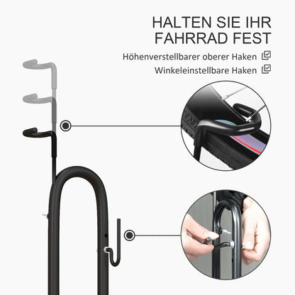 SPORTNOW Bike Rack Vertical and Horizontal Bike Stand Display Stand Weatherproof for 6"-27.5" and 700c Bikes Floor Mount 45 x 44 x 118 cm, Metal Black