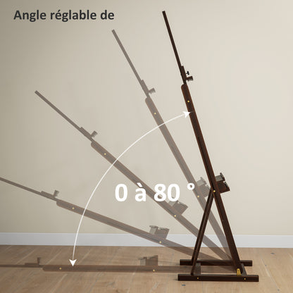 Adjustable Height Wood Easel 171-230cm Painting Easel with Adjustable Storage Inclination up to 80° Brown