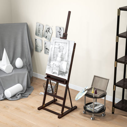 Adjustable Height Wood Easel 171-230cm Painting Easel with Adjustable Storage Inclination up to 80° Brown
