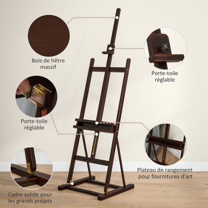 Adjustable Height Wood Easel 171-230cm Painting Easel with Adjustable Storage Inclination up to 80° Brown