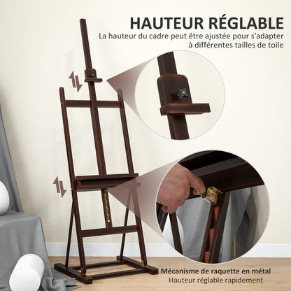 Adjustable Height Wood Easel 171-230cm Painting Easel with Adjustable Storage Inclination up to 80° Brown