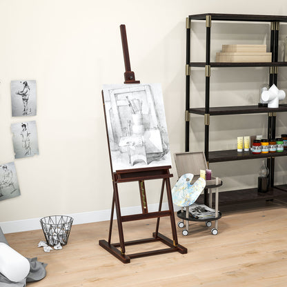 Adjustable Height Wood Easel 171-230cm Painting Easel with Adjustable Storage Inclination up to 80° Brown