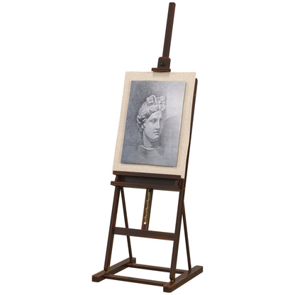 Adjustable Height Wood Easel 171-230cm Painting Easel with Adjustable Storage Inclination up to 80° Brown