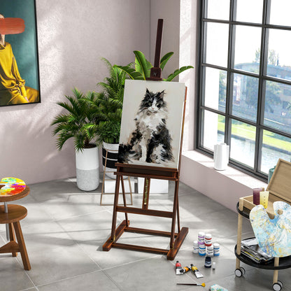 Adjustable Height Wood Easel 171-230cm Painting Easel with Adjustable Storage Inclination up to 80° Brown