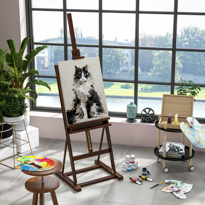 Adjustable Height Wood Easel 171-230cm Painting Easel with Adjustable Storage Inclination up to 80° Brown