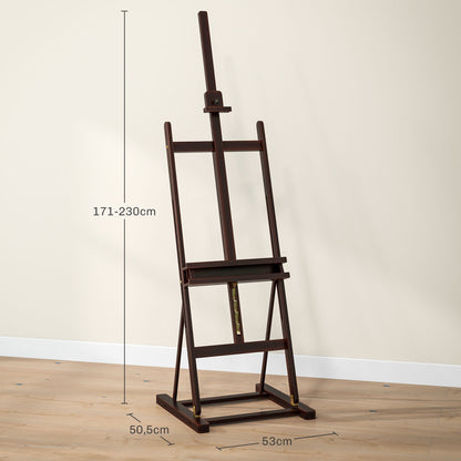 Adjustable Height Wood Easel 171-230cm Painting Easel with Adjustable Storage Inclination up to 80° Brown