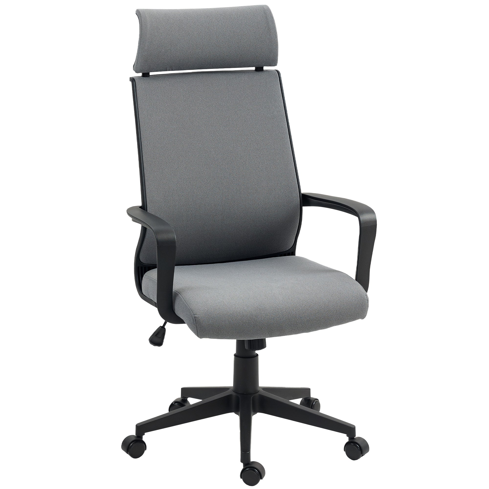 Office Chair, Ergonomic Desk Chair with Armrest, Headrest, Height Adjustable Swivel Chair with Rocking Function, Computer Chair with Faux Wool Look, Dark Gray