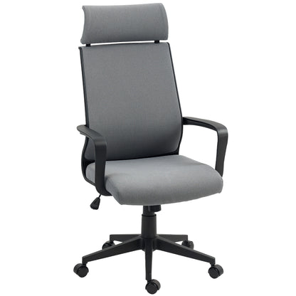 Office Chair, Ergonomic Desk Chair with Armrest, Headrest, Height Adjustable Swivel Chair with Rocking Function, Computer Chair with Faux Wool Look, Dark Gray